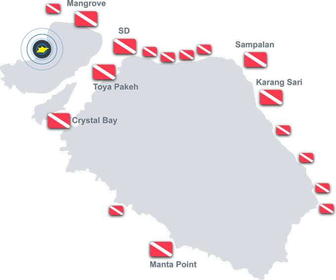 Map Dive Sites in Nusa Penida/Lembongan